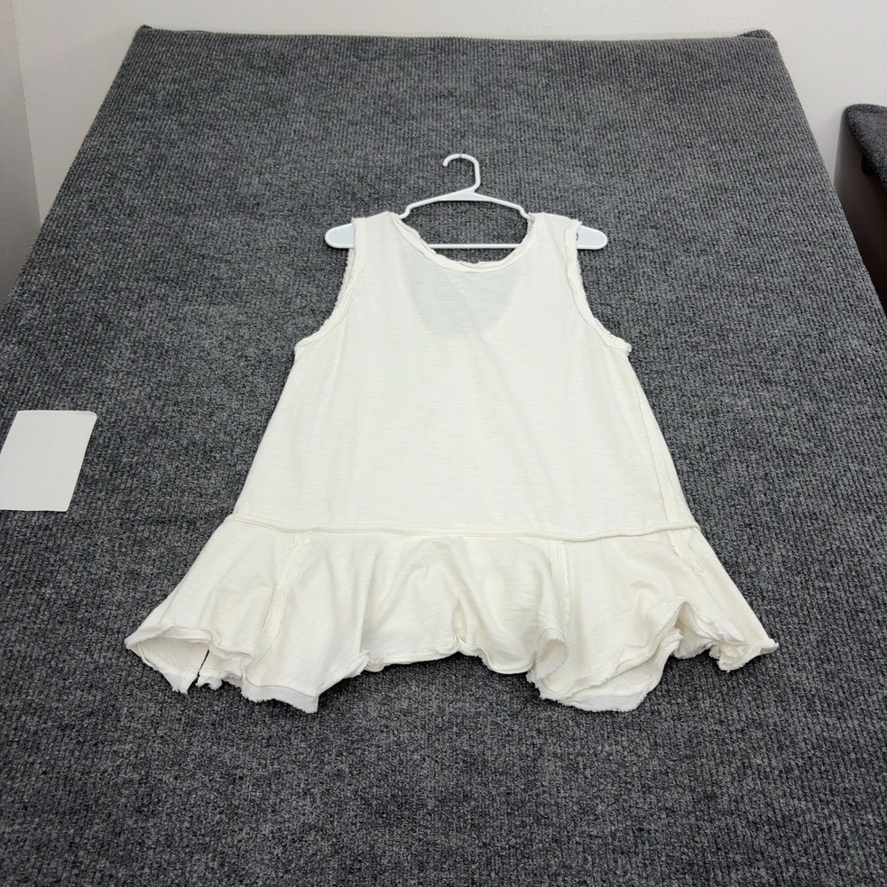 We The Free Tank Top Womens L Ivory Cotton Raw Hem Peplum Slub Boho Casual